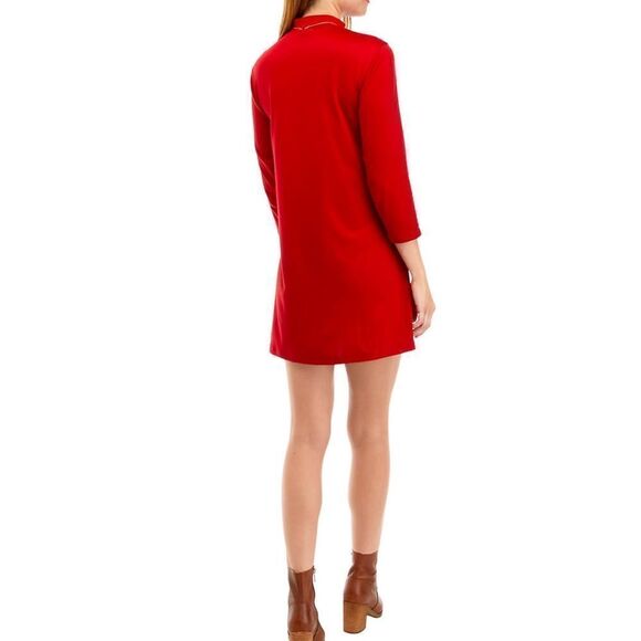 As U Wish Juniors Red Mock Neck Dress with 3/4 length sleeves in a size XS - Picture 2 of 11